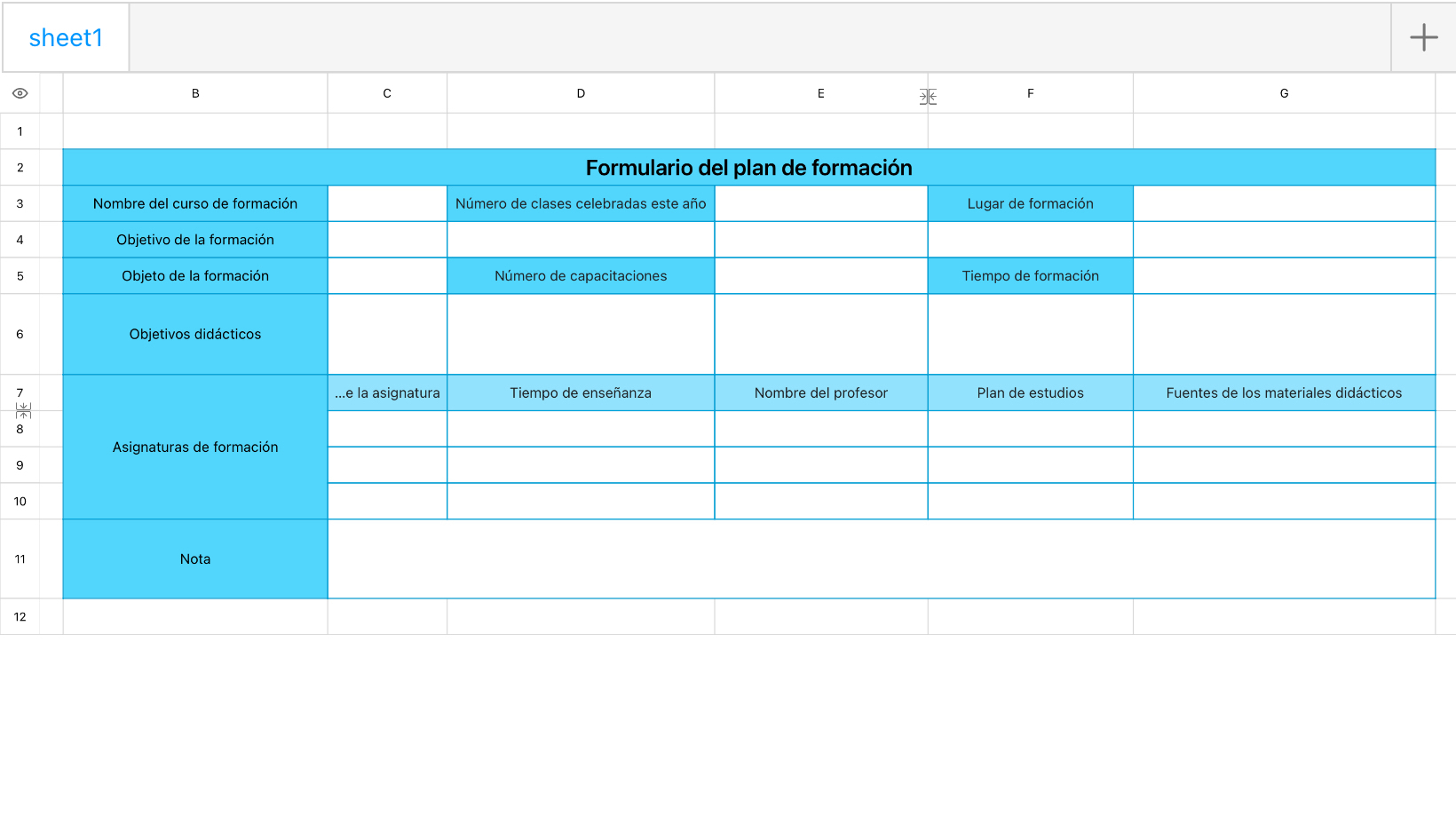Formulario del plan de formación